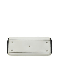 エム シー エム ロゴ トートバッグ ショルダーバッグ 2WAY ホワイト ブラック PVC レザー レディース MCM 【中古】