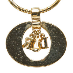 ディオール ロゴ サークル ネックレス チョーカー セット ゴールド ブラック メッキ レディース Dior 【中古】