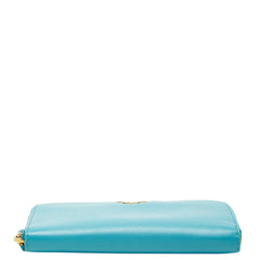 プラダ ラウンドファスナー 長財布 1M0506 ブルー サフィアーノレザー レディース PRADA 【中古】