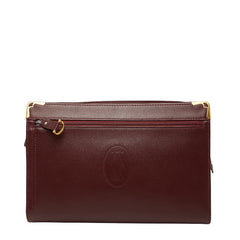 カルティエ マストライン ハンドバッグ ワインレッド ボルドー レザー レディース CARTIER 【中古】