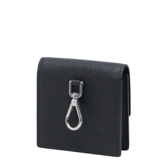 プラダ 三角ロゴプレート 小物入れ ポーチ アクセサリーポーチ ブラック サフィアーノレザー レディース PRADA 【中古】