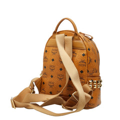エム シー エム ヴィセトス モノグラム スタッズ リュック バックパック ブラウン レザー レディース MCM 【中古】
