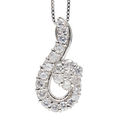 Pt900 プラチナ Pt850 プラチナ ダイヤ1.00ct フラワーモチーフ ペンダント ネックレス レディース 【中古】