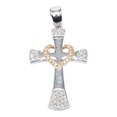 K18WG ホワイトゴールド K18YG イエローゴールド ダイヤ0.65ct クロスモチーフ ペンダントトップ ネックレス レディース 【中古】