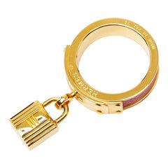 エルメス ケリー カデナ モチーフ スカーフリング ゴールド レッド メッキ レザー レディース HERMES 【中古】