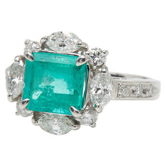 Pt900 プラチナ エメラルド2.18ct ダイヤ1.00ct リング 指輪 レディース 12号 【中古】