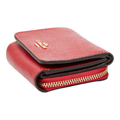 コーチ ロゴ 三つ折り財布 コンパクトウォレット F37968 レッド レザー レディース COACH 【中古】