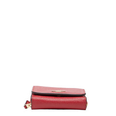 コーチ ロゴ 三つ折り財布 コンパクトウォレット F37968 レッド レザー レディース COACH 【中古】