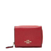 コーチ ロゴ 三つ折り財布 コンパクトウォレット F37968 レッド レザー レディース COACH 【中古】