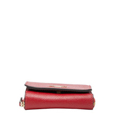 コーチ ロゴ 三つ折り財布 コンパクトウォレット F37968 レッド レザー レディース COACH 【中古】
