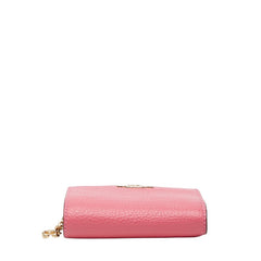 コーチ ロゴ 二つ折り財布 C2862 ピンク ベージュ レザー レディース COACH 【中古】