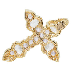 K18YG イエローゴールド ダイヤ0.78ct トパーズ3.63ct インペリアルトパーズ2.29ct クロスモチーフ ペンダントトップ ネックレス レディース 【中古】