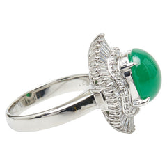 Pt900 プラチナ ヒスイ4.031ct ダイヤ1.12ct リング 指輪 レディース 10号 【中古】