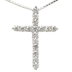Pt900 プラチナ Pt850 プラチナ ダイヤ1.00ct クロスモチーフ ネックレス レディース 【中古】