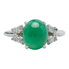 Pt900 プラチナ ヒスイ3.49ct ダイヤ0.27ct リング 指輪 レディース 9号 【中古】
