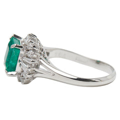 Pt900 プラチナ エメラルド1.64ct ダイヤ0.48ct リング 指輪 レディース 10号 【中古】
