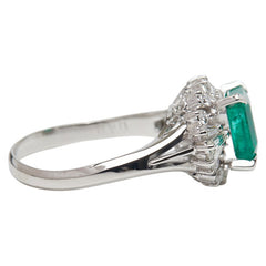 Pt900 プラチナ エメラルド1.64ct ダイヤ0.48ct リング 指輪 レディース 10号 【中古】