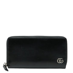 グッチ GGマーモント ラウンドファスナー 長財布 428736 ブラック レザー レディース GUCCI 【中古】