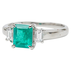 Pt900 プラチナ エメラルド1.20ct ダイヤ0.32ct リング 指輪 レディース 12.5号 【中古】