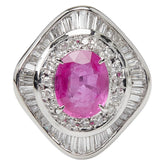 Pt900 プラチナ ピンクサファイア1.69ct ダイヤ0.66ct リング 指輪 レディース 12号 【中古】