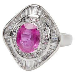 Pt900 プラチナ ピンクサファイア1.69ct ダイヤ0.66ct リング 指輪 レディース 12号 【中古】
