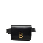 バーバリー TBロゴ ウエストバッグ ボディバッグ ブラック レザー レディース BURBERRY 中古