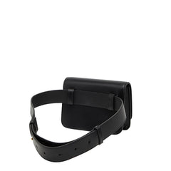バーバリー TBロゴ ウエストバッグ ボディバッグ ブラック レザー レディース BURBERRY 【中古】