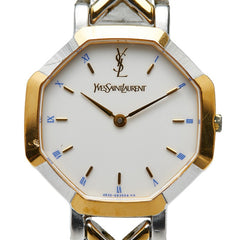サンローラン 腕時計 4620-E62135 日本製クオーツ ホワイト文字盤 メタル レディース SAINT LAURENT 【中古】
