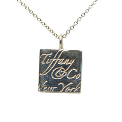 ティファニー ノーツ スクエア ロゴプレート ネックレス SV925 シルバー レディース TIFFANY&Co. 【中古】
