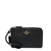 コーチ ロゴ ポーチ ハンドポーチ 小物入れ ブラック レザー レディース COACH 【中古】