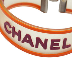 シャネル ロゴ クローバー ブレスレット クリア オレンジ パープル ラバー メタル レディース CHANEL 【中古】