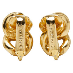 ディオール ダブルリング キヘイチェーン モチーフ イヤリング ゴールド ブラック メッキ ラインストーン レディース Dior 【中古】