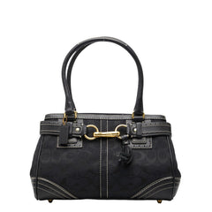 コーチ シグネチャー トートバッグ 10507 ブラック キャンバス レザー レディース COACH 【中古】