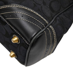 コーチ シグネチャー トートバッグ 10507 ブラック キャンバス レザー レディース COACH 【中古】