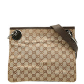 グッチ GGキャンバス 斜め掛け ショルダーバッグ 120841 ベージュ ブラウン キャンバス レザー レディース GUCCI 【中古】