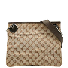 グッチ GGキャンバス 斜め掛け ショルダーバッグ 120841 ベージュ ブラウン キャンバス レザー レディース GUCCI 中古