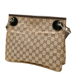 グッチ GGキャンバス 斜め掛け ショルダーバッグ 120841 ベージュ ブラウン キャンバス レザー レディース GUCCI 中古