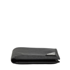 プラダ 三角ロゴプレート 二つ折り財布 ブラック サフィアーノレザー レディース PRADA 【中古】
