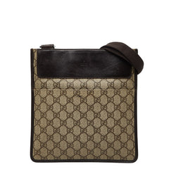 グッチ GGスプリーム 斜め掛け ショルダーバッグ 27639 ベージュ ブラウン PVC レザー レディース GUCCI 【中古】