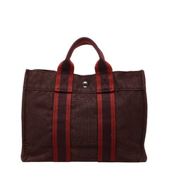 エルメス フールトゥ PM トートバッグ ハンドバッグ ボルドー ブラウン レッド キャンバス レディース HERMES 【中古】