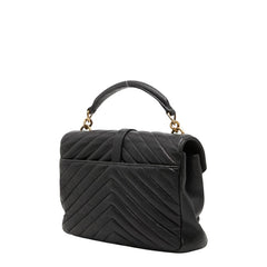 サンローラン YSLロゴ カレッジ ハンドバッグ ショルダーバッグ 2WAY 487213 ブラック レザー レディース SAINT LAURENT 【中古】