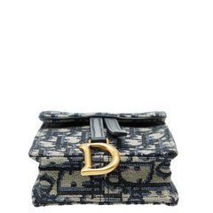 ディオール オブリーク チェーンショルダーバッグ フォンホルダー ベージュ ネイビー キャンバス レザー レディース Dior 【中古】
