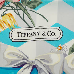ティファニー 花 リボン 大判 スカーフ ティファニーブルー シルク レディース TIFFANY&Co. 【中古】