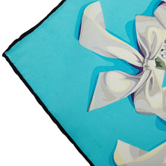 ティファニー 花 リボン 大判 スカーフ ティファニーブルー シルク レディース TIFFANY&Co. 【中古】