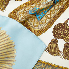 エルメス カレ90 Poste et Cavalerie サーベル飾袋 スカーフ ブルー マルチカラー シルク レディース HERMES 【中古】