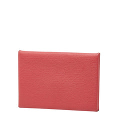エルメス カルヴィ カードケース 名刺入れ ピンク ローズ シェーブル レディース HERMES 【中古】