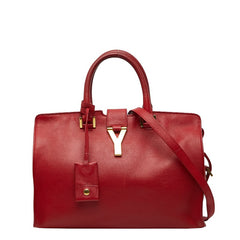 サンローラン Yライン プチカバス ハンドバッグ ショルダーバッグ 2WAY レッド ゴールド レザー レディース SAINT LAURENT 【中古】