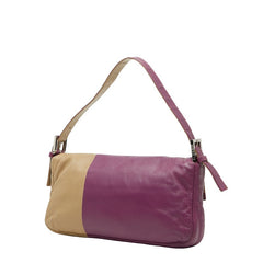 フェンディ マンマバケット ハンドバッグ ショルダーバッグ 26424 パープル ベージュ レザー レディース FENDI 【中古】