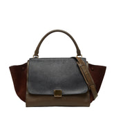 セリーヌ ミディアム トラペーズ ハンドバッグ ショルダーバッグ 2WAY ブラウン ブラック レザー スウェード レディース CELINE 【中古】