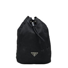 プラダ 三角ロゴプレート ポーチ ブラック ナイロン レディース PRADA 【中古】